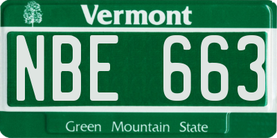 VT license plate NBE663
