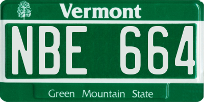 VT license plate NBE664