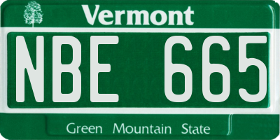 VT license plate NBE665