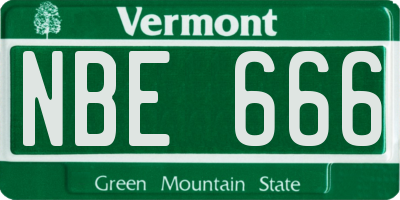 VT license plate NBE666