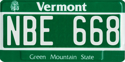 VT license plate NBE668