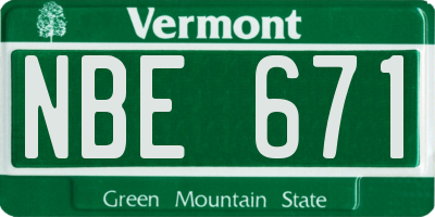 VT license plate NBE671