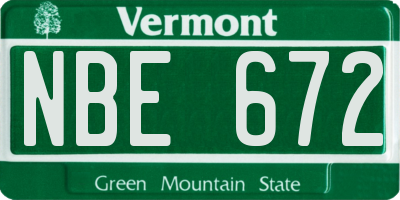 VT license plate NBE672