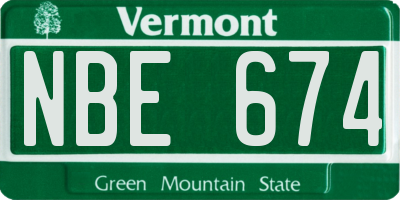 VT license plate NBE674