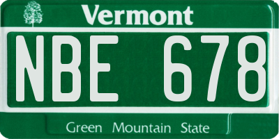 VT license plate NBE678