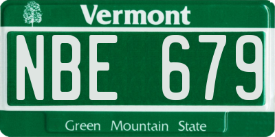 VT license plate NBE679