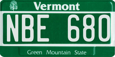 VT license plate NBE680