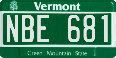 VT license plate NBE681