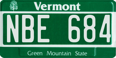 VT license plate NBE684