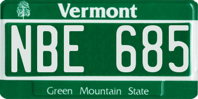 VT license plate NBE685