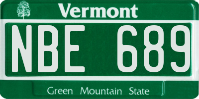 VT license plate NBE689
