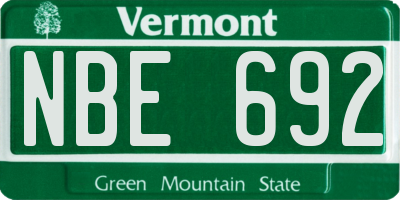 VT license plate NBE692