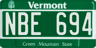 VT license plate NBE694