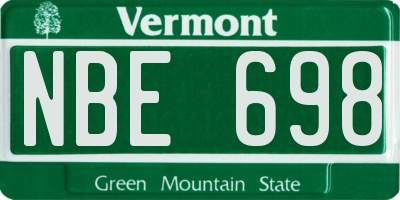 VT license plate NBE698