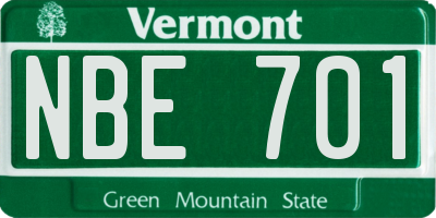 VT license plate NBE701