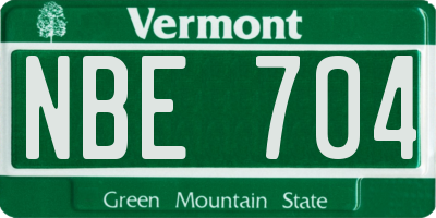 VT license plate NBE704