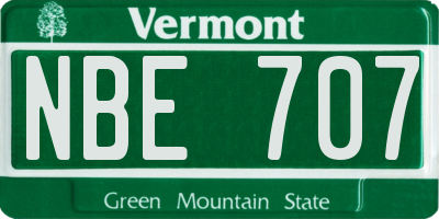 VT license plate NBE707
