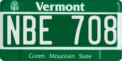 VT license plate NBE708