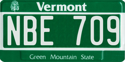 VT license plate NBE709