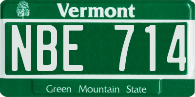 VT license plate NBE714