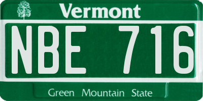 VT license plate NBE716