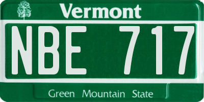 VT license plate NBE717