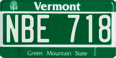 VT license plate NBE718