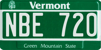 VT license plate NBE720