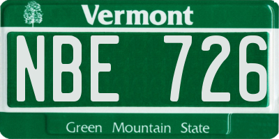 VT license plate NBE726