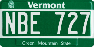 VT license plate NBE727