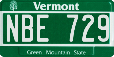 VT license plate NBE729