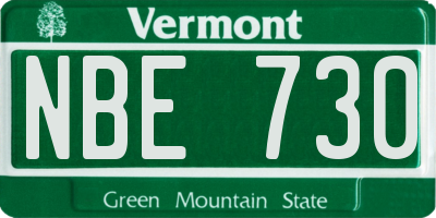 VT license plate NBE730