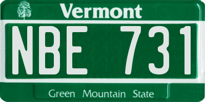 VT license plate NBE731