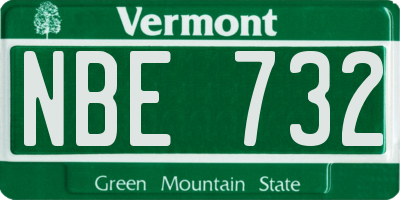 VT license plate NBE732
