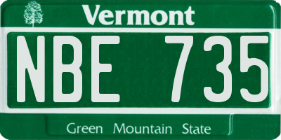 VT license plate NBE735