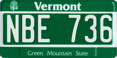 VT license plate NBE736