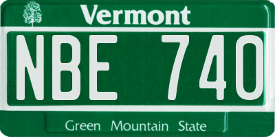 VT license plate NBE740