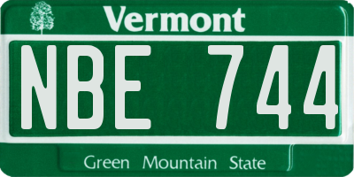 VT license plate NBE744