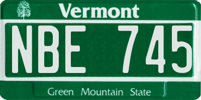 VT license plate NBE745