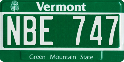 VT license plate NBE747