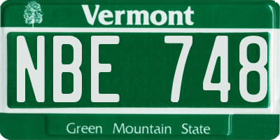 VT license plate NBE748