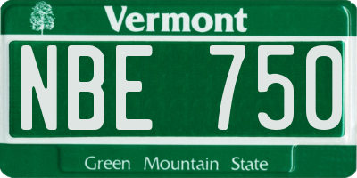 VT license plate NBE750