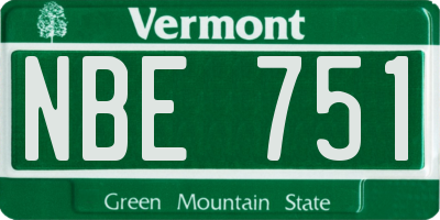 VT license plate NBE751