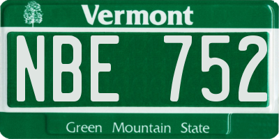 VT license plate NBE752
