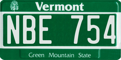 VT license plate NBE754