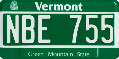 VT license plate NBE755