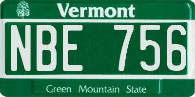 VT license plate NBE756
