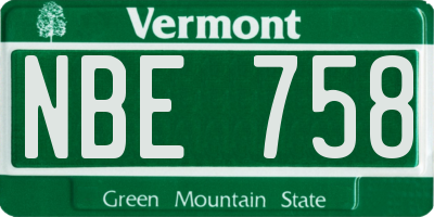 VT license plate NBE758