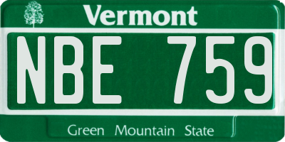 VT license plate NBE759