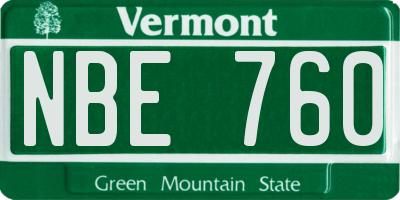 VT license plate NBE760